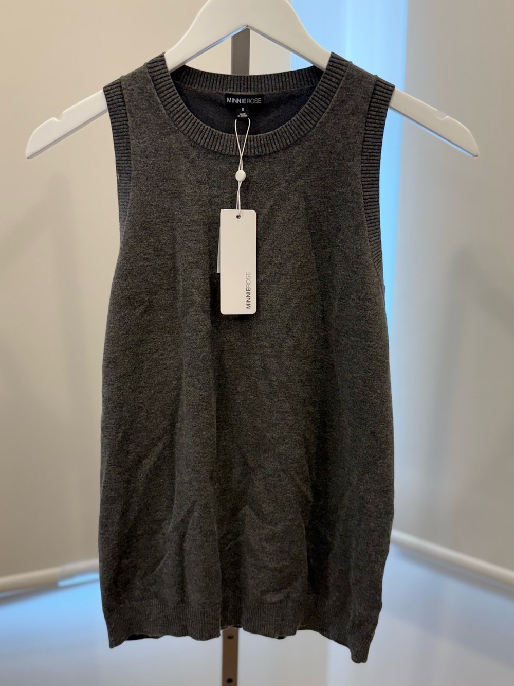 Minnie Rose 8935 Viscose Crew Tank - charcoal heather grey